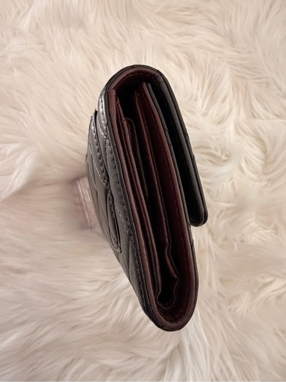 Authentic CHANEL Black Quilted Leather Lambskin Wallet - Excellent Condition